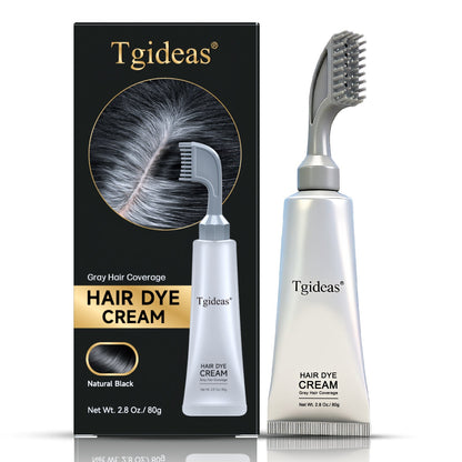 Brush-On Gray Coverage Hair Dye Cream – Ammonia-Free, Natural Black & Dark Brown