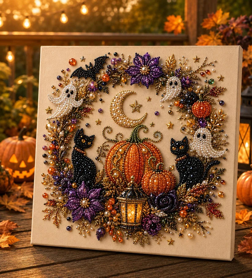 🔥Last 3 Hours: 60% Off👻✨ Halloween Pearl Art DIY Kit – Turn Tiny Pearls into Spooky-Cute Magic