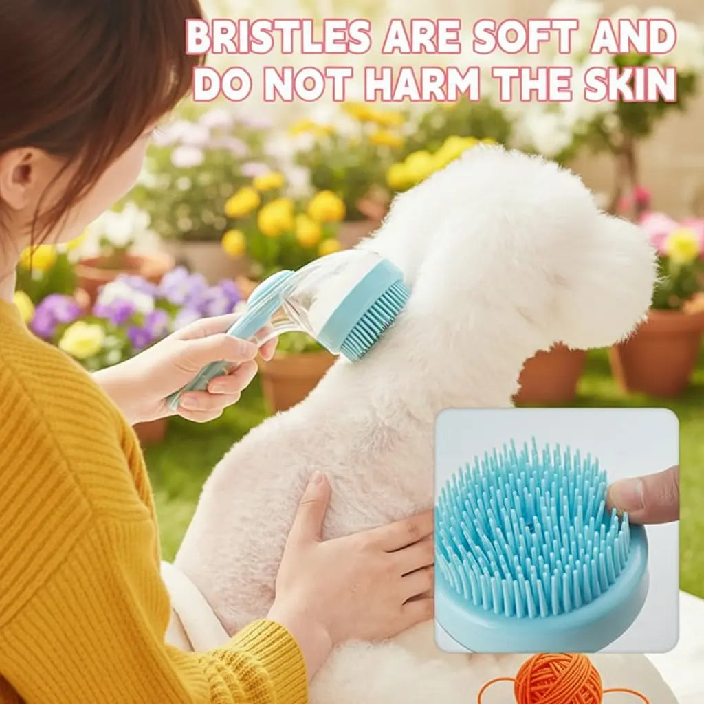 2-in-1 Press-to-Dispense Dog Bath & Grooming Brush