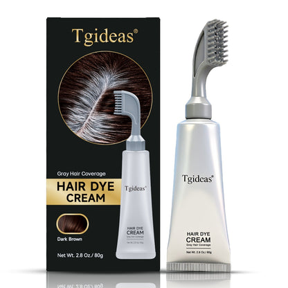 Brush-On Gray Coverage Hair Dye Cream – Ammonia-Free, Natural Black & Dark Brown