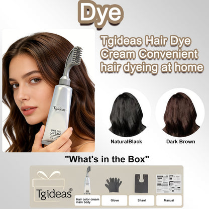 Brush-On Gray Coverage Hair Dye Cream – Ammonia-Free, Natural Black & Dark Brown