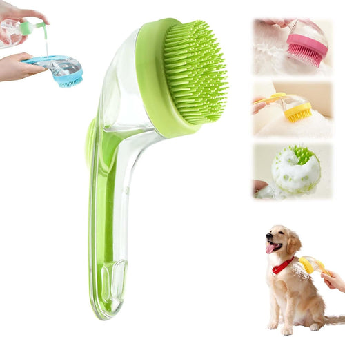 2-in-1 Press-to-Dispense Dog Bath & Grooming Brush