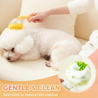 2-in-1 Press-to-Dispense Dog Bath & Grooming Brush