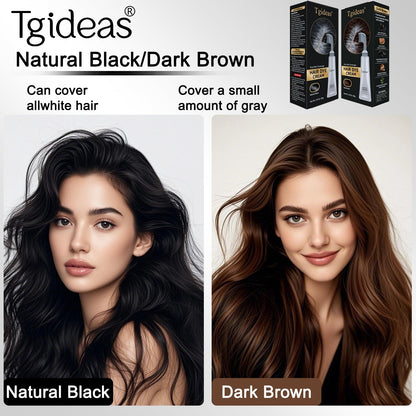Brush-On Gray Coverage Hair Dye Cream – Ammonia-Free, Natural Black & Dark Brown