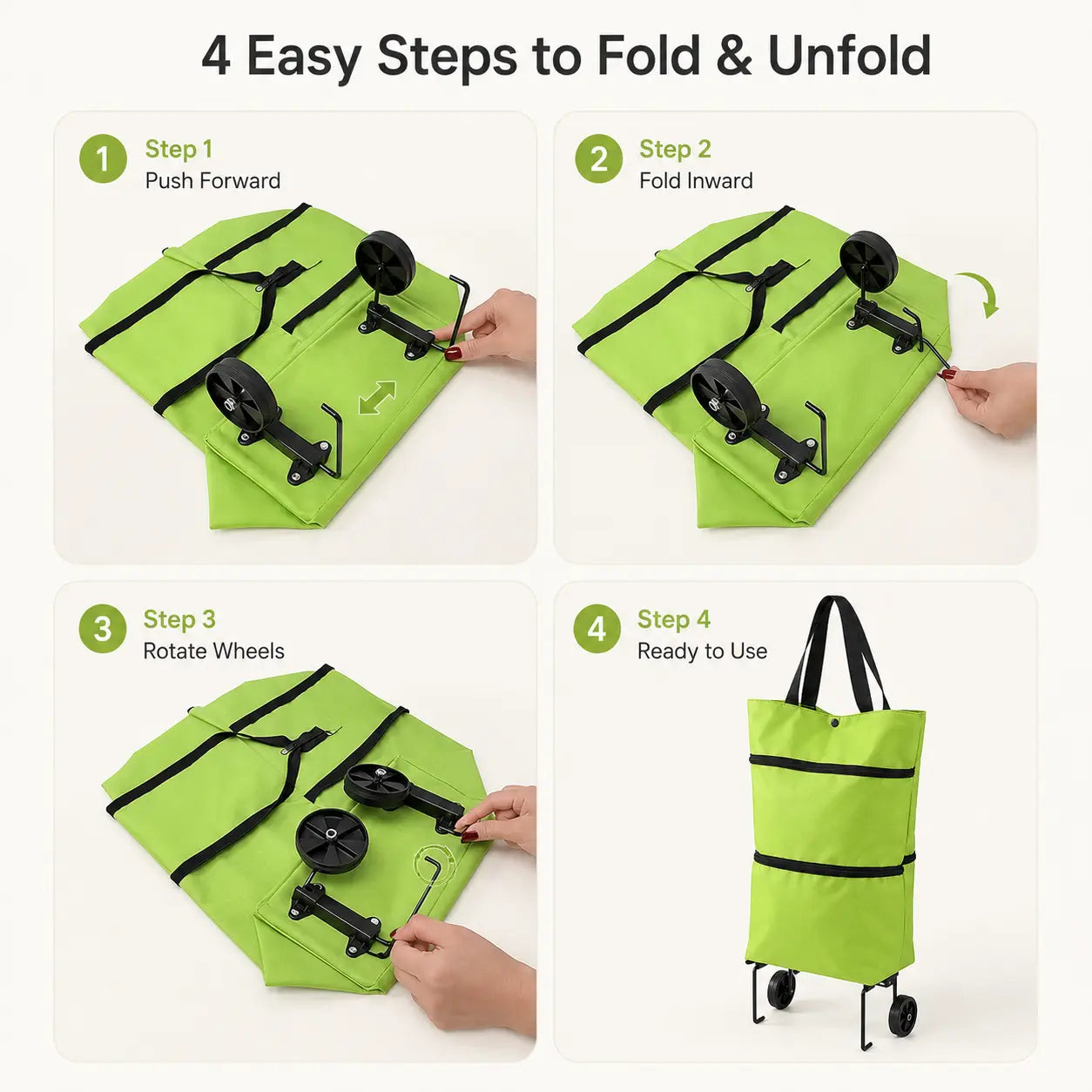 ⏳LAST DAY SALE 🔥2-in-1 Foldable Shopping Trolley Bag with Wheels 🛒